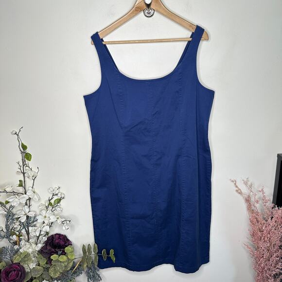 J. CREW Fitted Lightweight Chino Dress Navy Blue Sz 16 {C10} - Picture 2 of 6